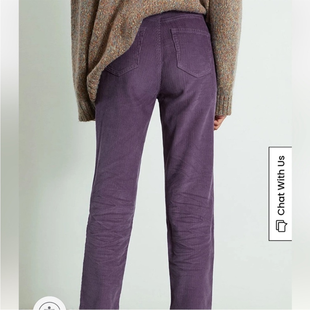 PacSun Purple Corduroy High Waisted High Rise Straight Leg Crop Raw Hem Sz 25 - Picture 2 of 14